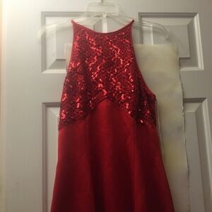 Beautiful high neck sequin red gown